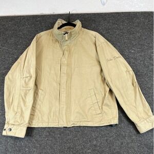 Schott NYC John Deere Jacket Mens Large Beige Canvas Lined Full Zip Workwear